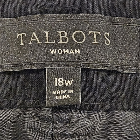 Talbots SZ 18W Black Linen Blend Heritage Flat Front Straight Leg Lined Pants - Picture 3 of 13